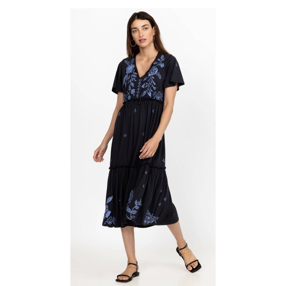 Johnny Was JWLA Lyra Tiered Ruffle Knit Dress - XS